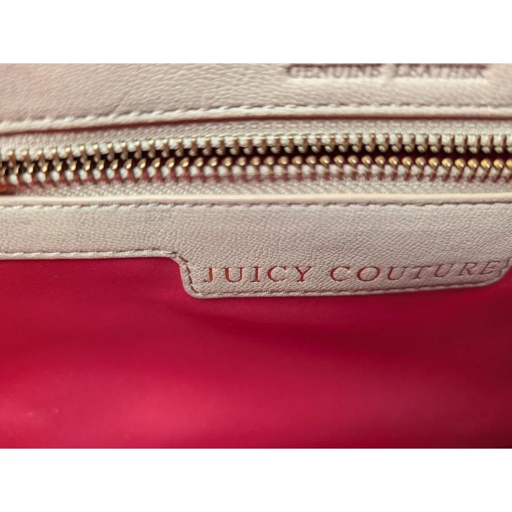 Juicy Couture Freya Genuine Leather Satchel Bejeweled Cream Gold NWT‎ Dust Bag